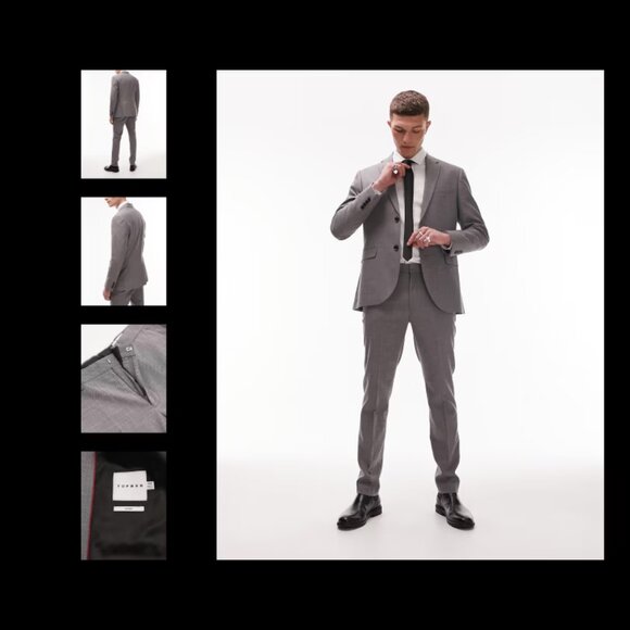 Topman SKINNY textured trousers in navy 30R - Picture 9 of 10